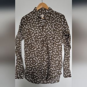 Club Monaco Mens Shirt X Small - Green Floral